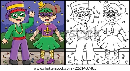 Mardi Gras Jester Boy and Girl Illustration