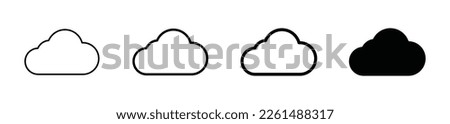 Cloud icon set. Cloud drive storage icon symbol. Cumulus cloud in thin to thick line and flat style. Cloud shapes symbol collection for apps and websites, vector illustration