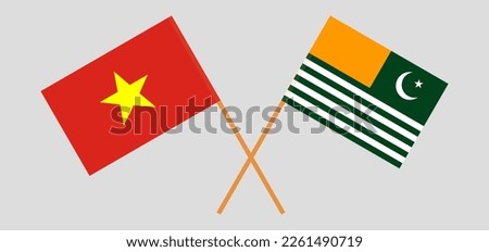 Crossed flags of Vietnam and Azad Kashmir. Official colors. Correct proportion. Vector illustration
