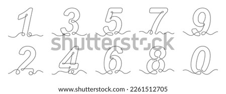 Numbers in continuous line drawing style. Line art of numbers. Vector illustration. Set of abstract drawings of numbers Royalty-Free Stock Photo #2261512705