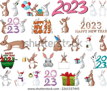 Set of 2023 new year element icon illustration