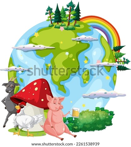 Earth logo concept with animals illustration
