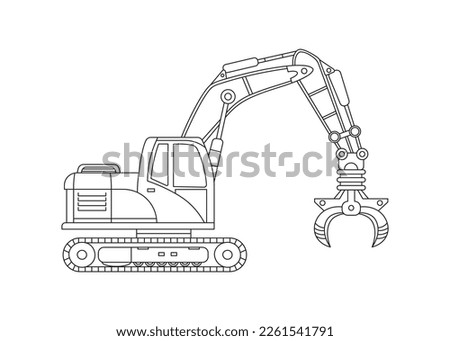 Hand drawn Vector illustration color children construction hydraulic grabber claw excavator Royalty-Free Stock Photo #2261541791