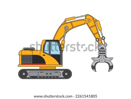 Vector illustration color children construction hydraulic grabber claw excavator Royalty-Free Stock Photo #2261541805