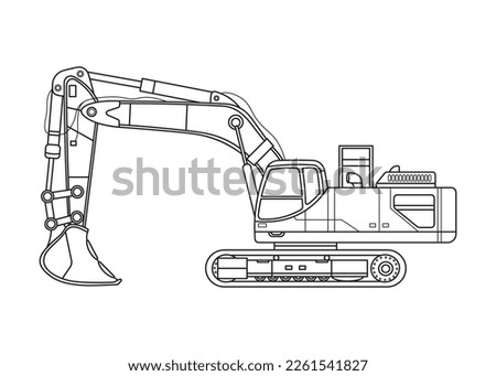 Hand drawn Vector illustration Heavy Machinery Excavator Construction Equipment Caterpillar