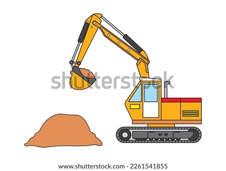 Clip art color children construction mini excavator with dirt