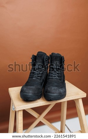 Men's leather shoes, black men's winter boots. Trail shoes