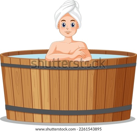 Woman in hot tub spa illustration