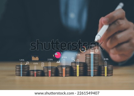 concept trader profit investment stock gold fund savings growth coin stack graph display percent glyph icon analyzing global successful business data Royalty-Free Stock Photo #2261549407