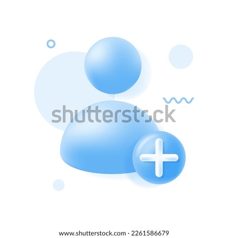 3D Add user icon. Create group symbol. New profile account. People icon and plus. Avatar, human, person, people icon. Trendy and modern vector in 3d style. Royalty-Free Stock Photo #2261586679