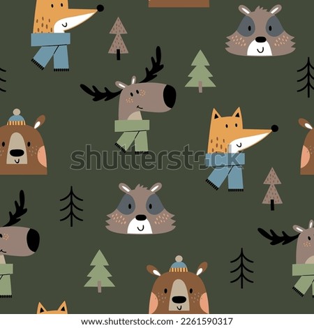 cute forest animals pattern design as vector for kids fashion