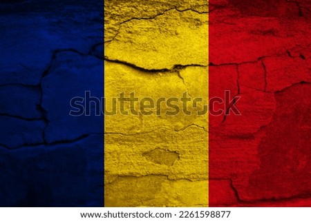 Romania Earthquake, February 13, 2023. Mournful banner. The Epicenter of the earthquake in Turkey. Pray for Romania. A bright stone rock background of the Romania flag. Disaster war. Royalty-Free Stock Photo #2261598877