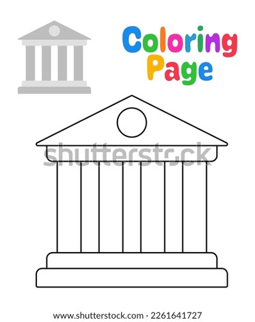 Coloring page with Bank for kids