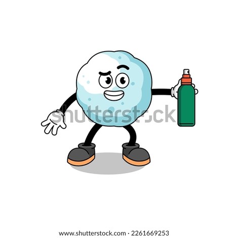 snowball illustration cartoon holding mosquito repellent , character design