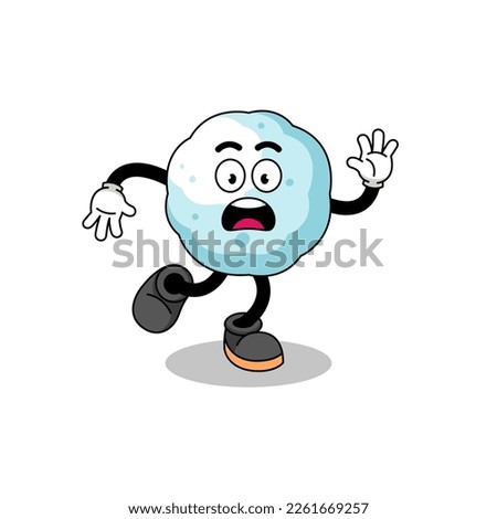 slipping snowball mascot illustration , character design