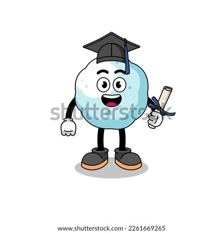 snowball mascot with graduation pose , character design