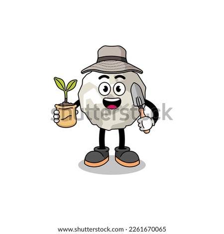 Illustration of crumpled paper cartoon holding a plant seed