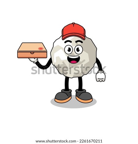 crumpled paper illustration as a pizza deliveryman