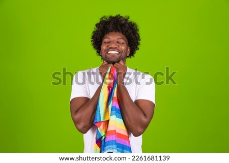 handsome man with gay flag