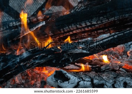 Night fire flames coals bonfire