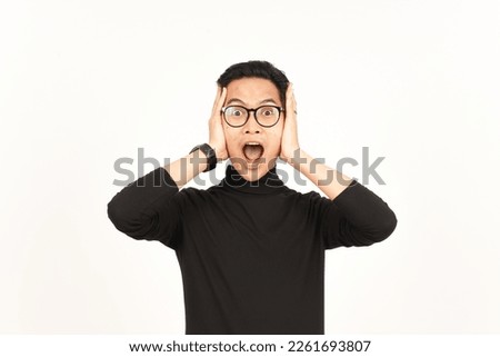 Shocked WOW Face Expression Of Handsome Asian Man Isolated On White Background