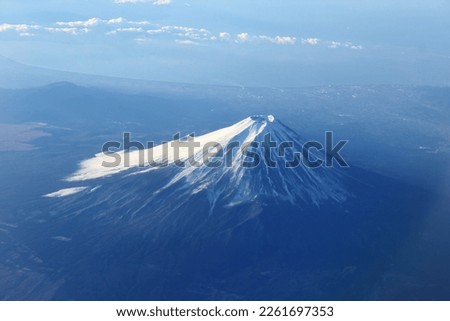 World heritage Mt.Fuji covered with snow, Overlooks from above. Royalty-Free Stock Photo #2261697353