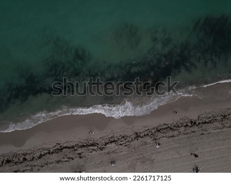 Aerial view South beach and waves crashing on sand, Drone Shot