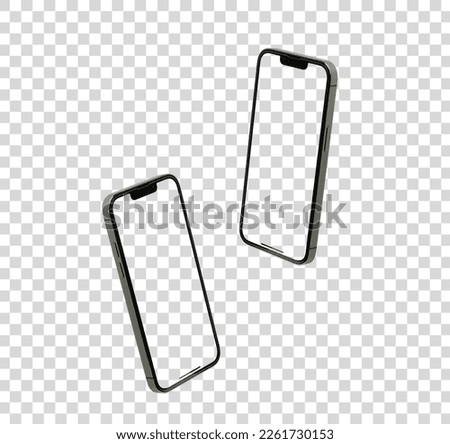 Mockup Smart phone - Clipping Path with blank screen isolated and transparent on white background. Mockup to showcasing mobile web-site design or screenshots your applications 
