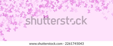 Pink background with colorful confetti butterflies. Designs for holidays, postcards, posters, websites, carnivals, posters. Place for text.