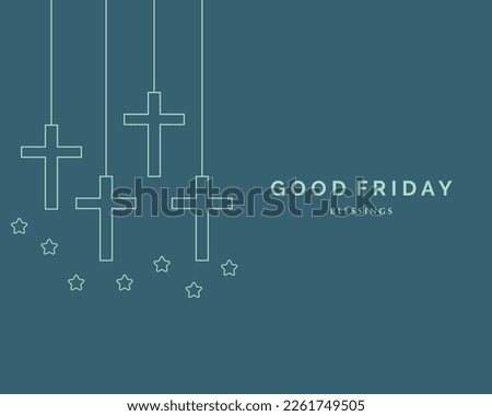 Good Friday With Cross Line Art