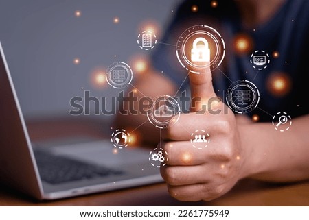 Cyber security is critical to doing business in the era of AI computing. Concepts of surveillance and security scanning of digital program cyber futuristic applications. Business with technology. Royalty-Free Stock Photo #2261775949