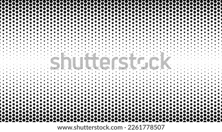 Dotted gradient halftone background. Horizontal seamless dotted pattern in pop art style. Abstract modern stylish texture. Fade gradient black and white half tone background. Vector illustration. Royalty-Free Stock Photo #2261778507