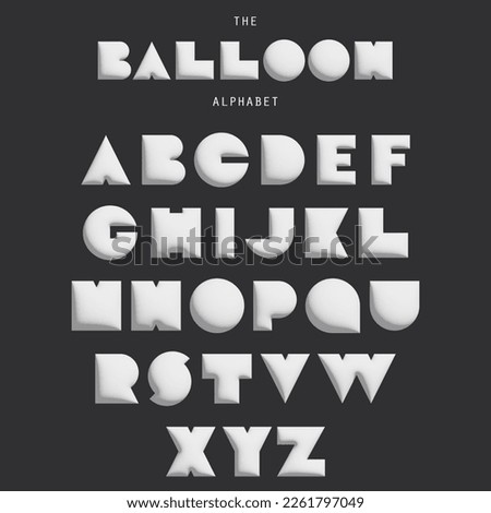 Modern 3D Style Balloon Font Set - Collection of Letters of Full English Alphabet, Clip-Art, Typography Isolated on Black Background