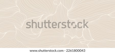 Tropical leaf line art background vector. Abstract botanical floral petal line art pattern design in minimalist linear contour style. Design for fabric, print, cover, banner, decoration, wallpaper.