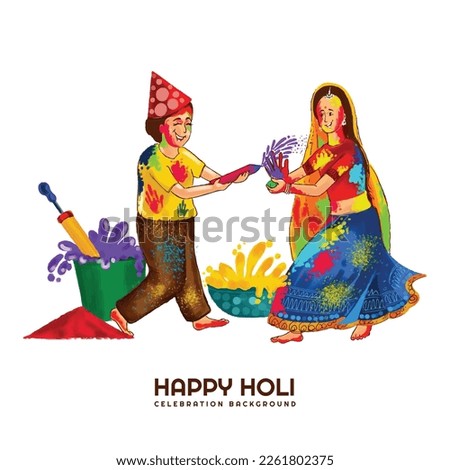	
Beautiful playing festival of colors happy holi colorful background