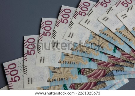 Polish zlotys, banknotes lying on a table. Money. 