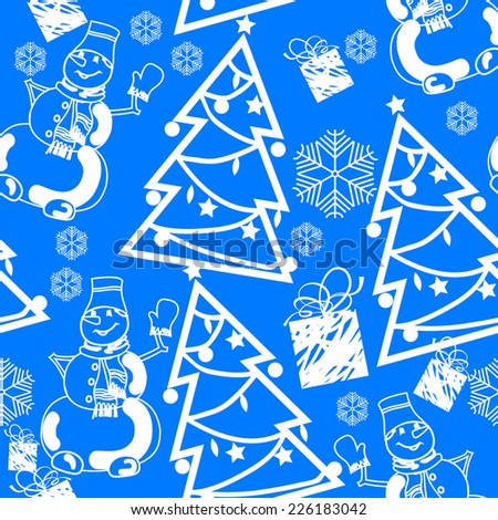 Christmas and New Year seamless pattern. Vector Illustration