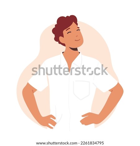 Self-reliant And Self-assured Man With Arms Akimbo Standing in Confident Posture And Determined Expression. Independent And Capable Male Character. Cartoon People Vector Illustration Royalty-Free Stock Photo #2261834795
