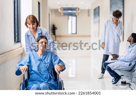 Senior woman doctor wearing uniform with stethoscope service help support discussing and consulting talk to sick woman patient about checkup result information in hospital	