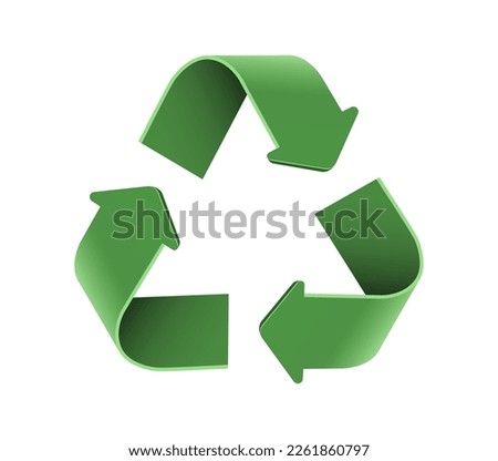 Green 3d icon arrows recycle eco symbol vector illustration isolated on white background. Recycled sign. Cycle Recycled materials symbol, waste sorting concept saving the planet.