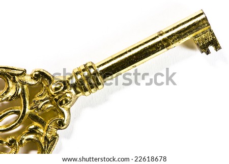 golden key on white background