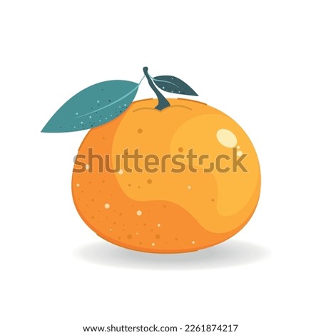 Orange, sweet tangerine. Cute vector illustration in cartoon style.