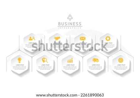 Connecting Steps business Infographic Template with 9 Elements Royalty-Free Stock Photo #2261890063