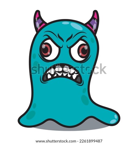Cute Cartoon Angry Monsters illustration. Flat vector