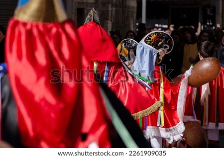 Xinzo de Limia, Spain 02 13 2023 Pantalla the traditional carnival mask. One of the most popular carnivals in Galicia, Entroido de Xinzo de Limia. Royalty-Free Stock Photo #2261909035