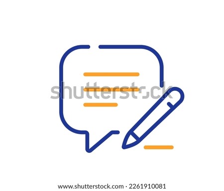 Write line icon. Edit email message sign. Memo speech bubble symbol. Colorful thin line outline concept. Linear style write icon. Editable stroke. Vector Royalty-Free Stock Photo #2261910081