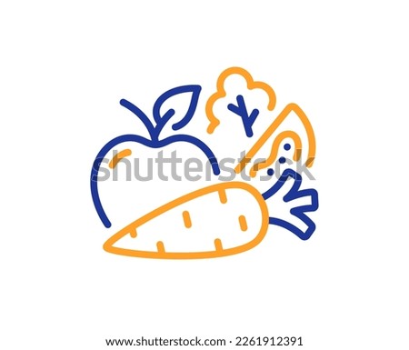 Vegetables line icon. Lettuce, carrot with tomato sign. Low calories food symbol. Colorful thin line outline concept. Linear style vegetables icon. Editable stroke. Vector Royalty-Free Stock Photo #2261912391