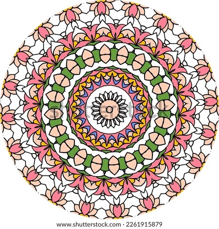 Flower Mandala. Vintage Decorative Elements. Oriental Pattern, . Illustration. Coloring Book Page