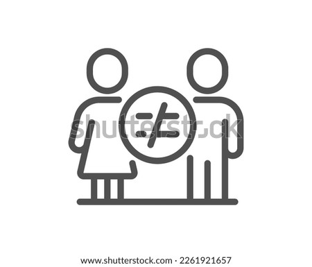 Discrimination line icon. Gender inequality sign. Equality balance symbol. Quality design element. Linear style discrimination icon. Editable stroke. Vector Royalty-Free Stock Photo #2261921657