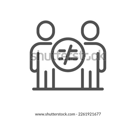 Discrimination line icon. Gender inequality sign. Equality balance symbol. Quality design element. Linear style discrimination icon. Editable stroke. Vector Royalty-Free Stock Photo #2261921677
